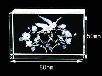 3DアートグラスA-10（ラブバード）の縦横のサイズ画像