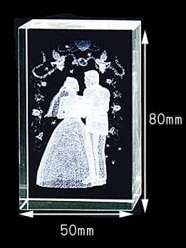 ガラス製オブジェA-2（ニューウェディング）のサイズ画像
