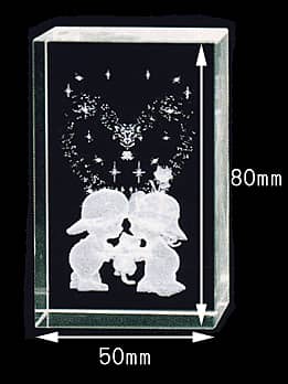 ガラスのオブジェA-3（ハート オブ ラブ）の縦横のサイズ画像