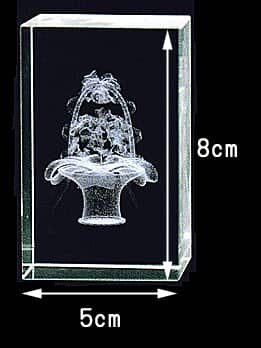 ガラスのオブジェ 3Dアートグラス（ブーケ）の縦横のサイズ画像