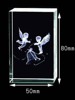 3DアートグラスA-5（ベルと天使）の縦横のサイズ画像