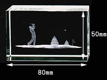 3DアートグラスA-9（ゴルフ）のサイズ画像