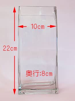 名前とメッセージを側面に彫刻できるガラス花瓶FV-5の縦・横・奥行のサイズ画像