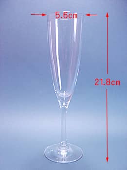 シャンパングラスG-3の口径と高さのサイズ画像
